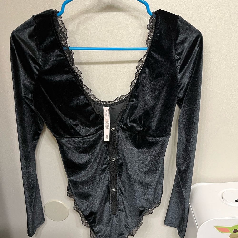 Victoria secret black jeweled body suit size S